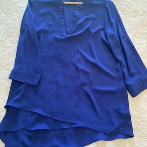 Royal blue blouse.
